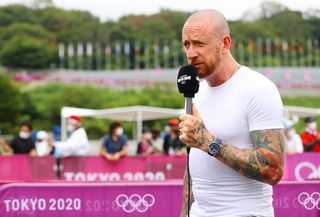 IZU JAPAN JULY 27 Bradley Wiggins of The United Kingdom Ex ProCyclist and TV commentator during the Womens Crosscountry race on day four of the Tokyo 2020 Olympic Games at Izu Mountain Bike Course on July 27 2021 in Izu Shizuoka Japan Photo by Tim de WaeleGetty Images