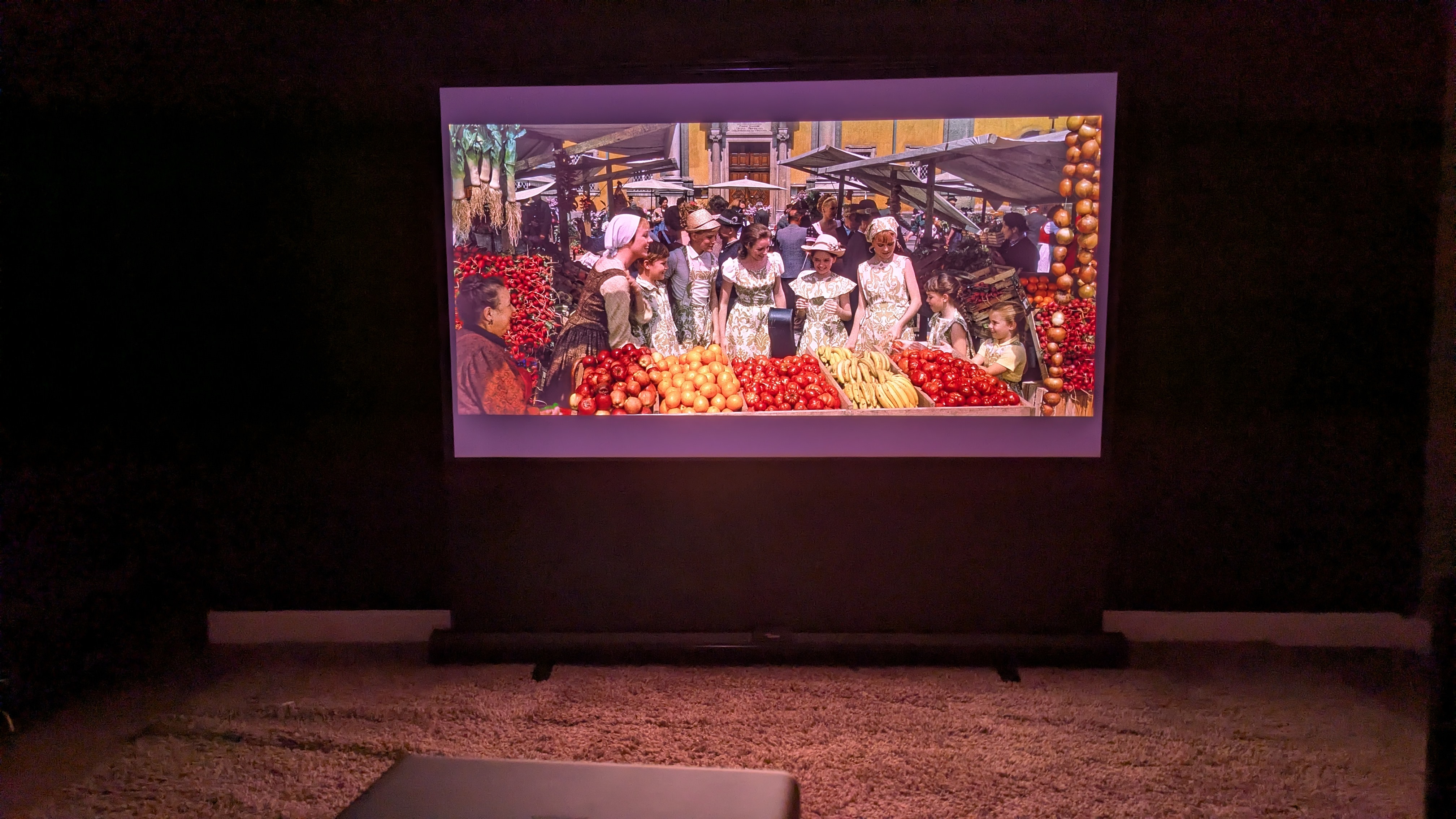 Xgimi Horizon 20 Max showing the market scene from The Sound of Music