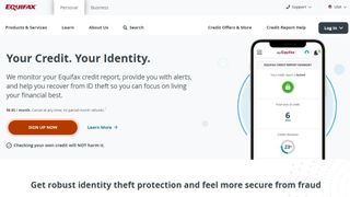 Website screenshot for Equifax