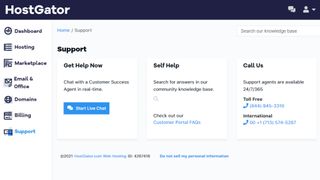 HostGator's customer service support options