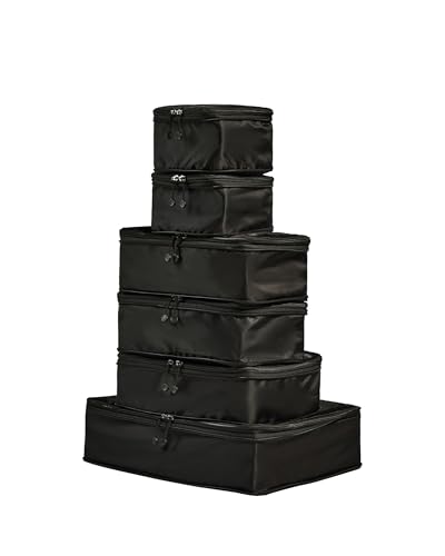 Antler - Compression Packing Cubes, Set of 6 Essential Packing Cubes for Suitcases and Backpacks - Holiday, Travel &amp;amp; Accessories Organiser, Easy Clothes and Shoe Storage - Black