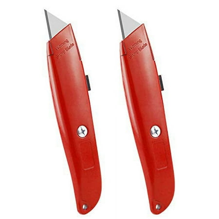 Diyself 2pack Utility Knife Box Cutter Retractable Blade Heavy Duty(red)