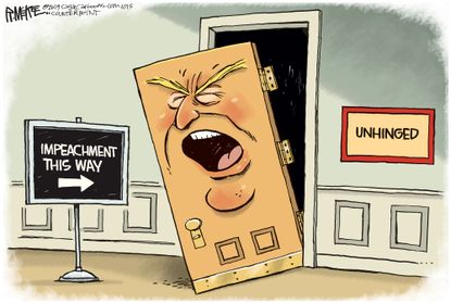 Political Cartoon U.S. Trump Unhinged Impeachment Inquiry