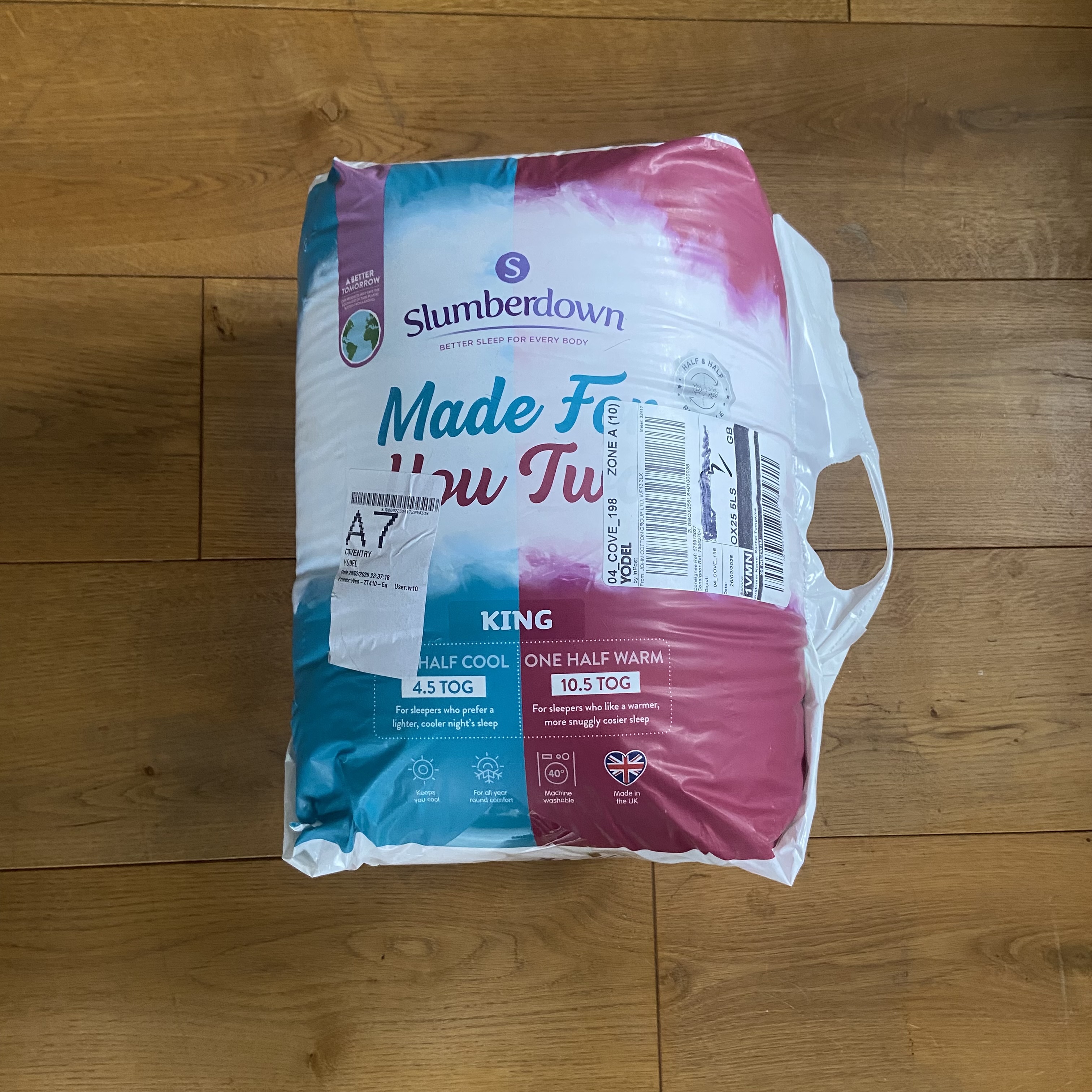 The Slumberdown Made For You Two Duvet being tested