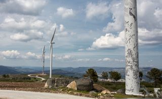 Wind turbines with art from Joana Vasconcelos and Vhils