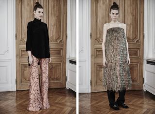 Other must-see pieces included a metallic strapless fringed dress teamed with loosely tailored black trousers