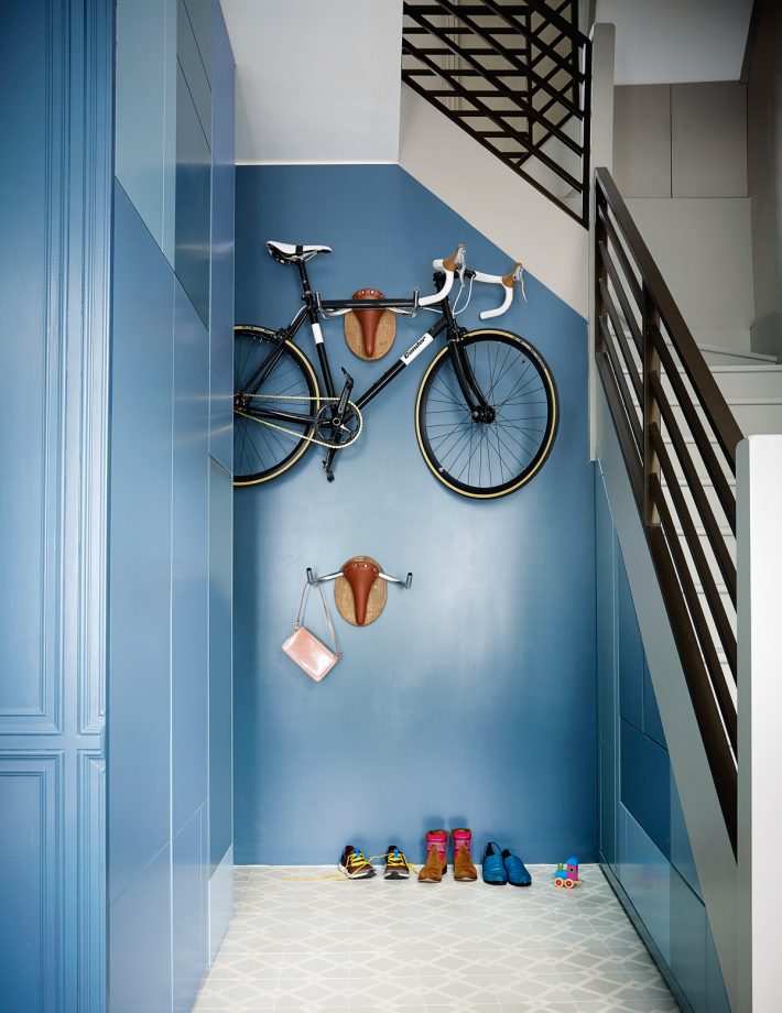 Buttery Blue painted staircase