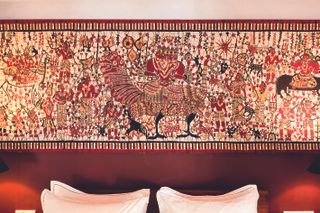 textiles by the owner at Ena de Silva house by Geoffrey Bawa in Sri Lanka