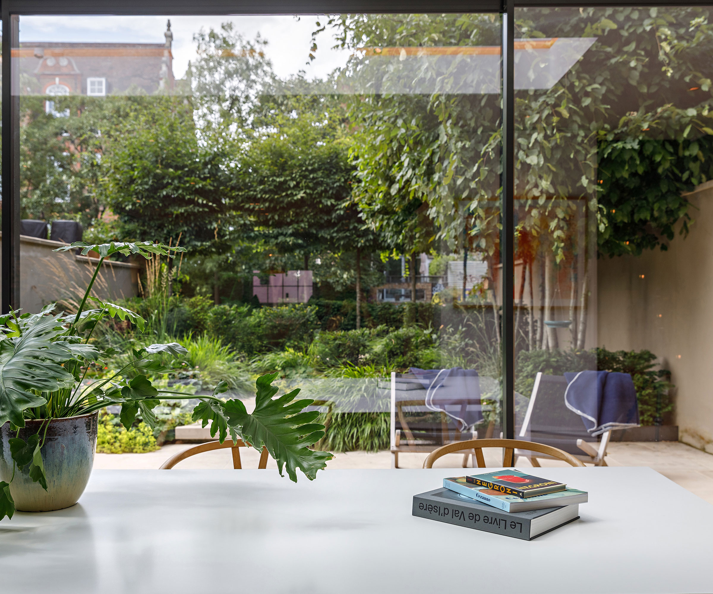 dining room with slimline sliding doors