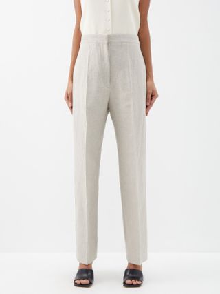 Relaxed Linen-Blend Tailored Trousers