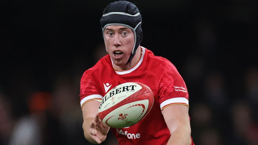  Adam Beard of Wales passes the ball during the Autumn Nations Series 2024 match prior to Wales vs South Africa