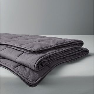 grey colour weighted blanket and white background