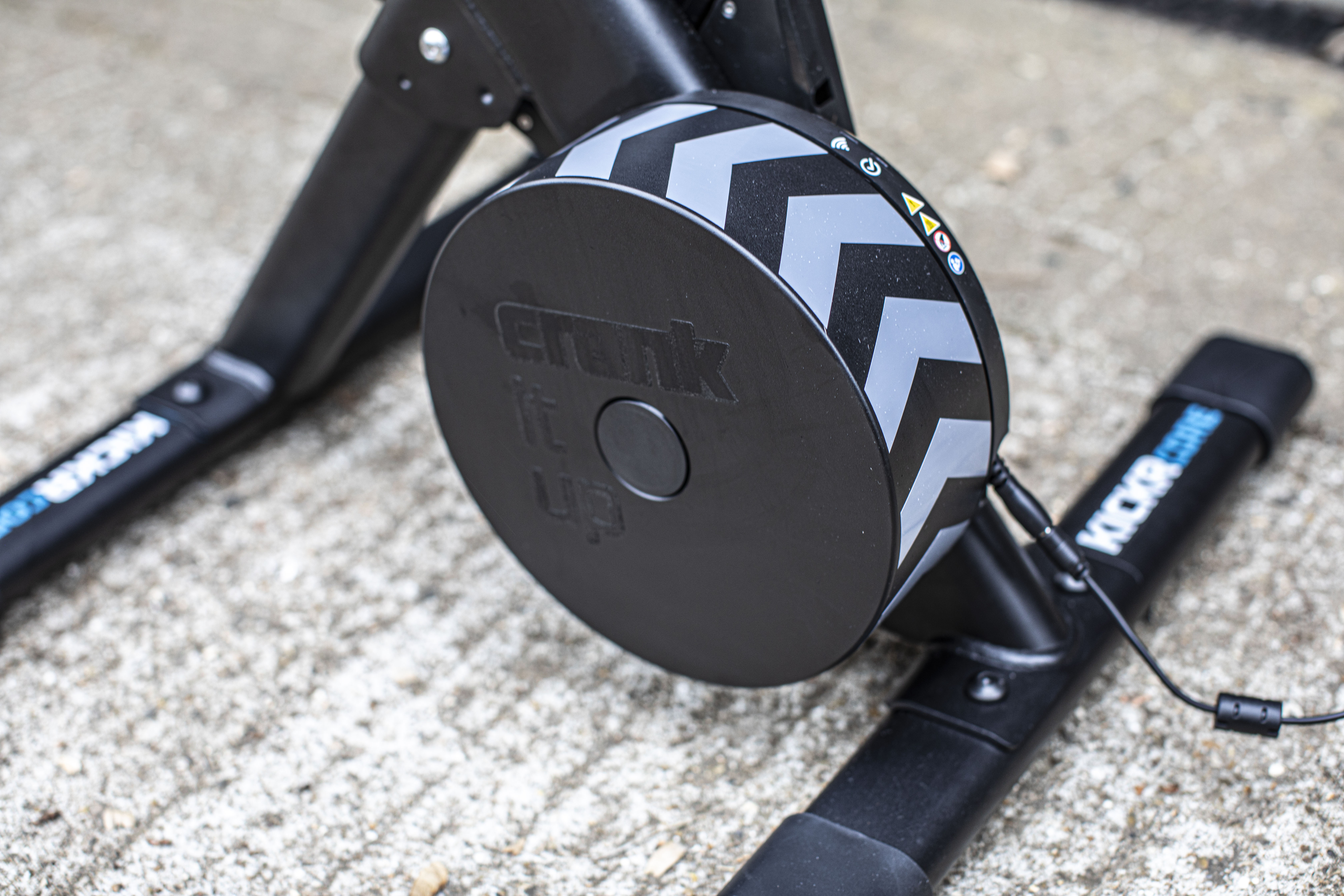 Wahoo Kickr Core 2 smart trainer with "Crank it Up" graphic