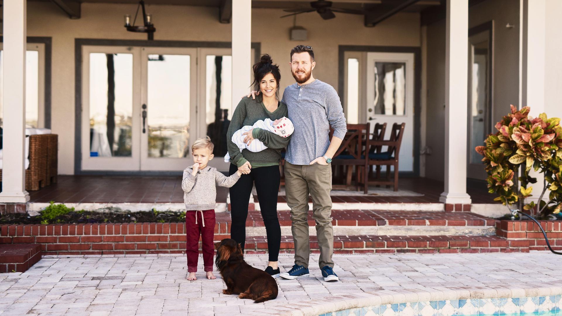 Family with baby and dog