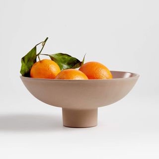 Crate & Barrel sculptural fruit bowl with oranges in center