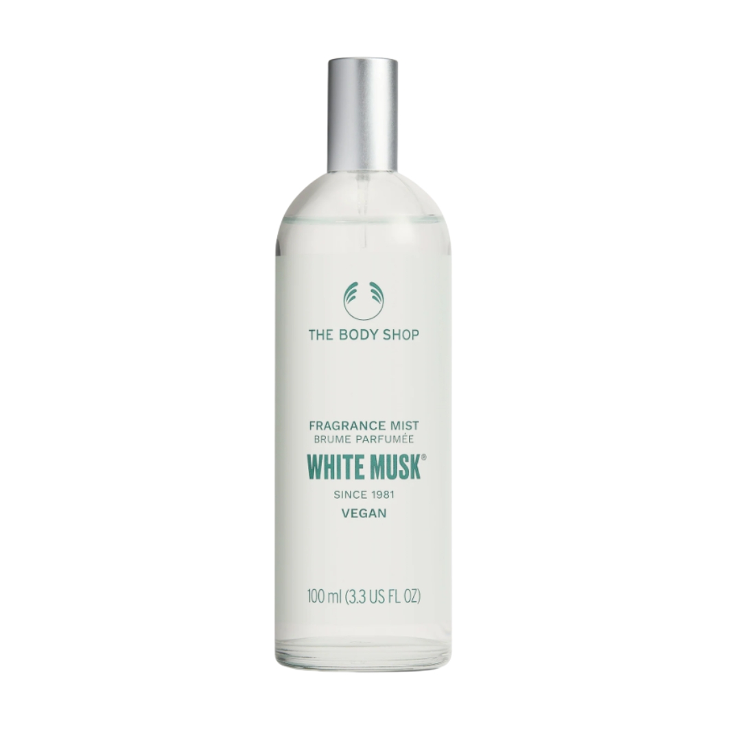A product shot of The Body Shop's White Musk® Fragrance Mist, on a white background