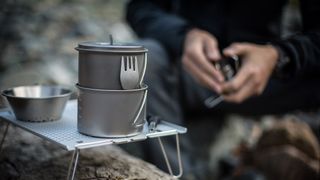 Keymao Camping Cookware Set Cooking Pot Set for 1-3 People Lightweight 