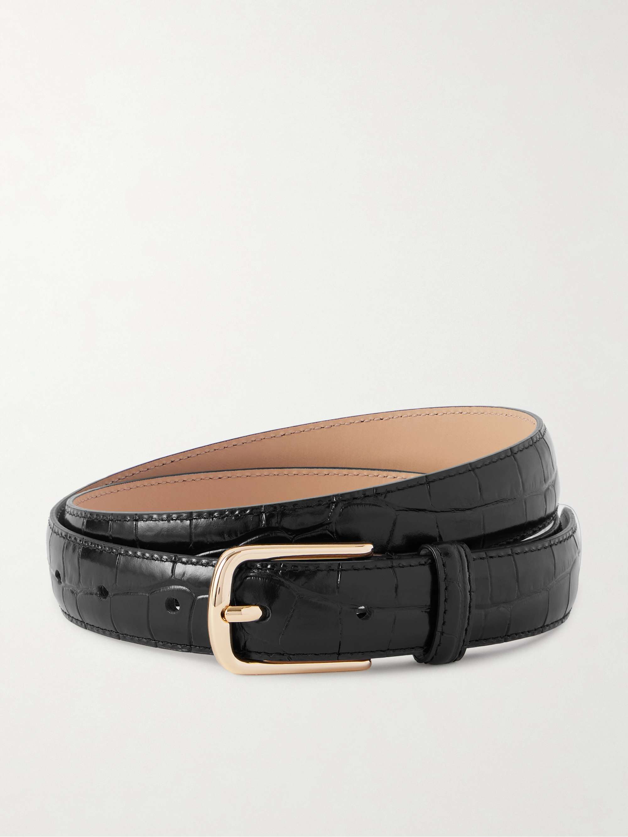 Dione Croc-Effect Leather Belt