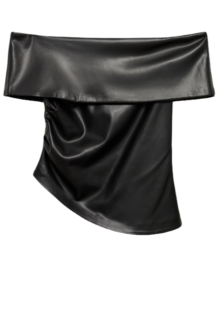 Mango, Leather-Effect Top With Open Shoulders - Women | Mango Usa