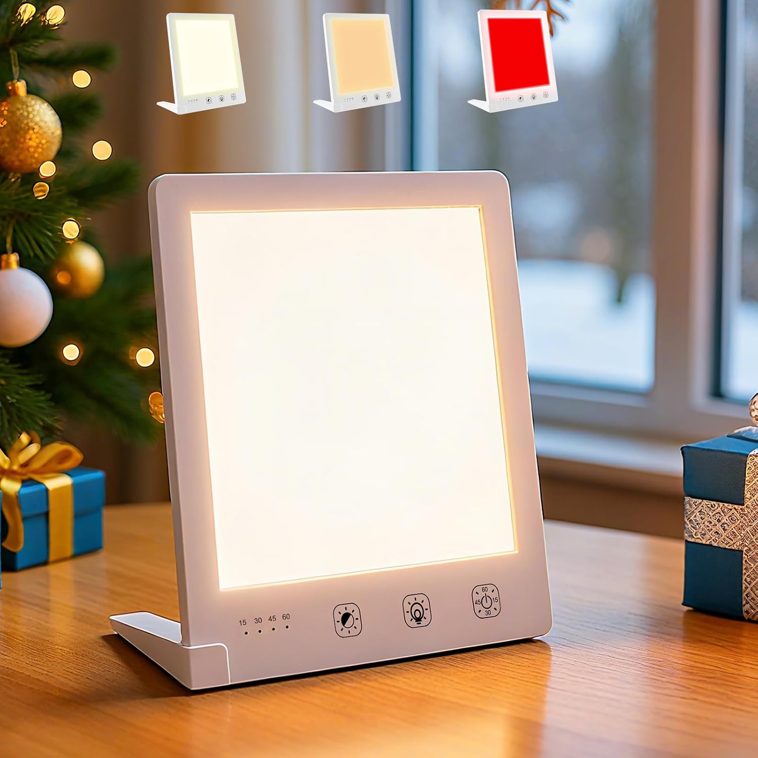Image shows a slim rectangle-shaped light placed on a desk