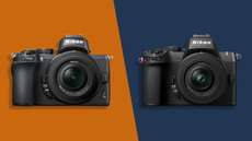 Graphic showing the Nikon Z50 and Z50 II mirrorless cameras side-by-side