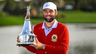 Scottie Scheffler with the Arnold Palmer Invitational trophy