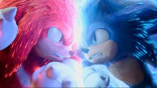Knuckles and Sonic head to head in Sonic The Hedgehog 2.