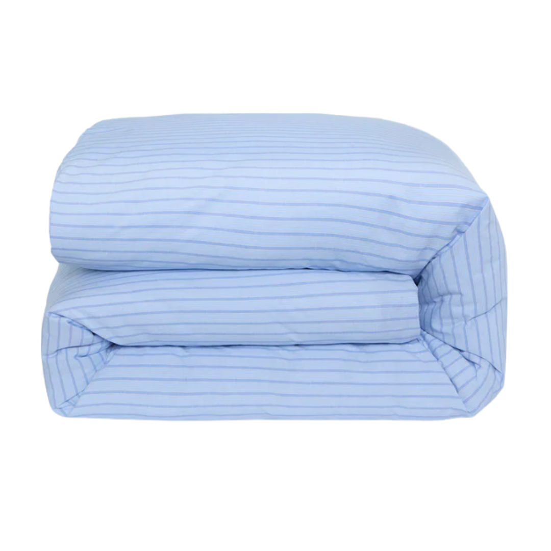 Pale Blue Favourite Shirt Stripe Cotton Duvet Cover