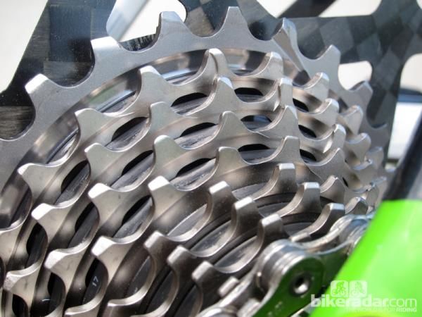 The elastomer 'StealthRings' inserted in between the cogs seem hokey but they genuinely work. The new SRAM Red cassette is gloriously quiet. And no, they can't be added to older Red cassettes.