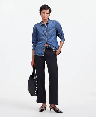 madewell, Kick Out Crop Pants in Wool-Blend Twill