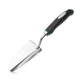 Silver trowel with black handle