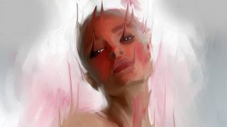 Rebelle 6 review; a painting of a woman's face with dripping paint
