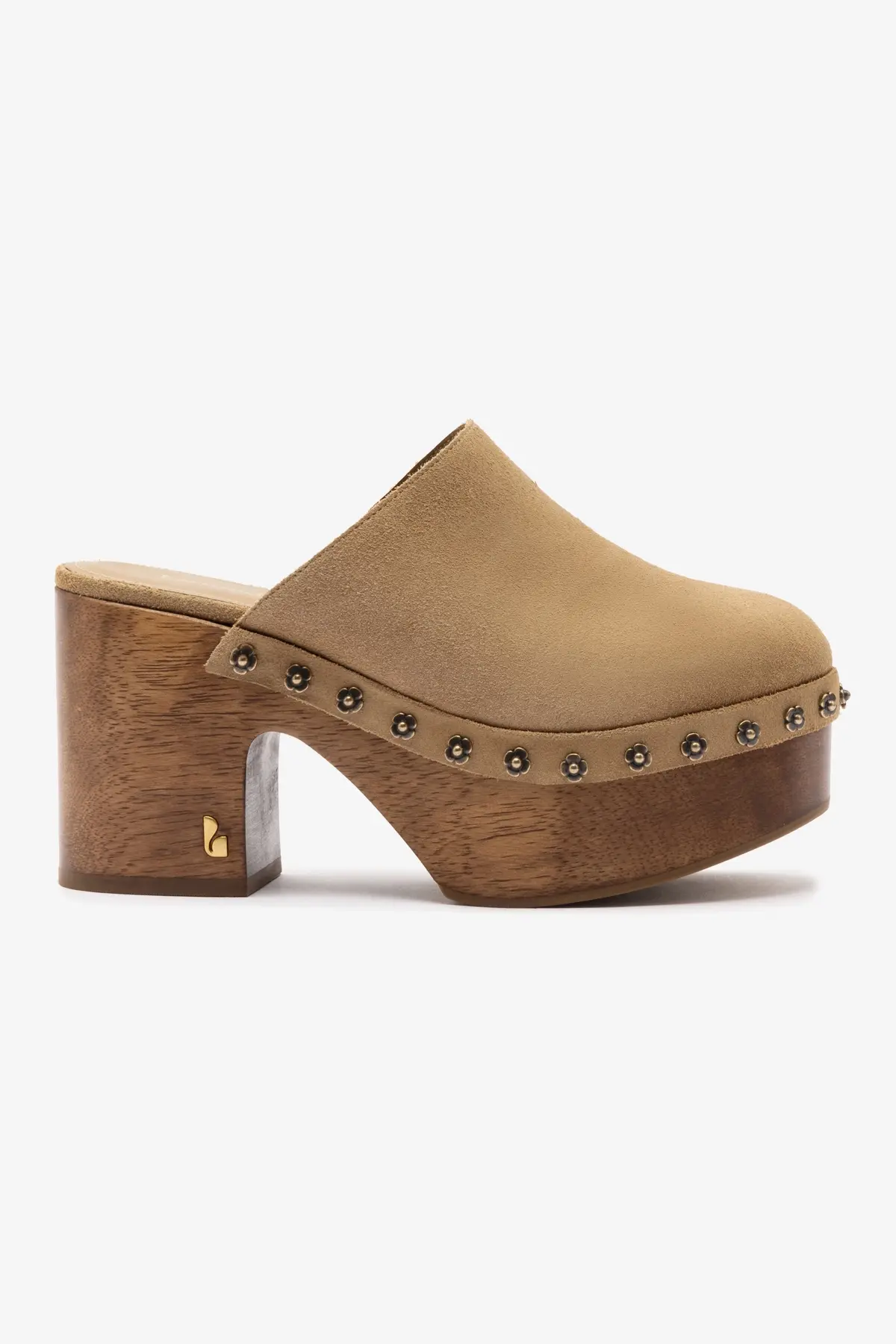 Larroud&amp;eacute;, Miso Wooden Platform Clog in Peanut Suede