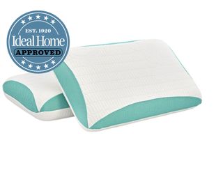 White and blue rem-fit 500cool gel pillows