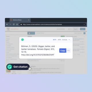 Grammarly's citation tool in action