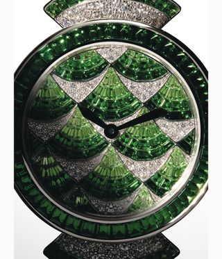 Green watch with mosaic dial