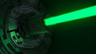 Futuristic render of a high-powered laser