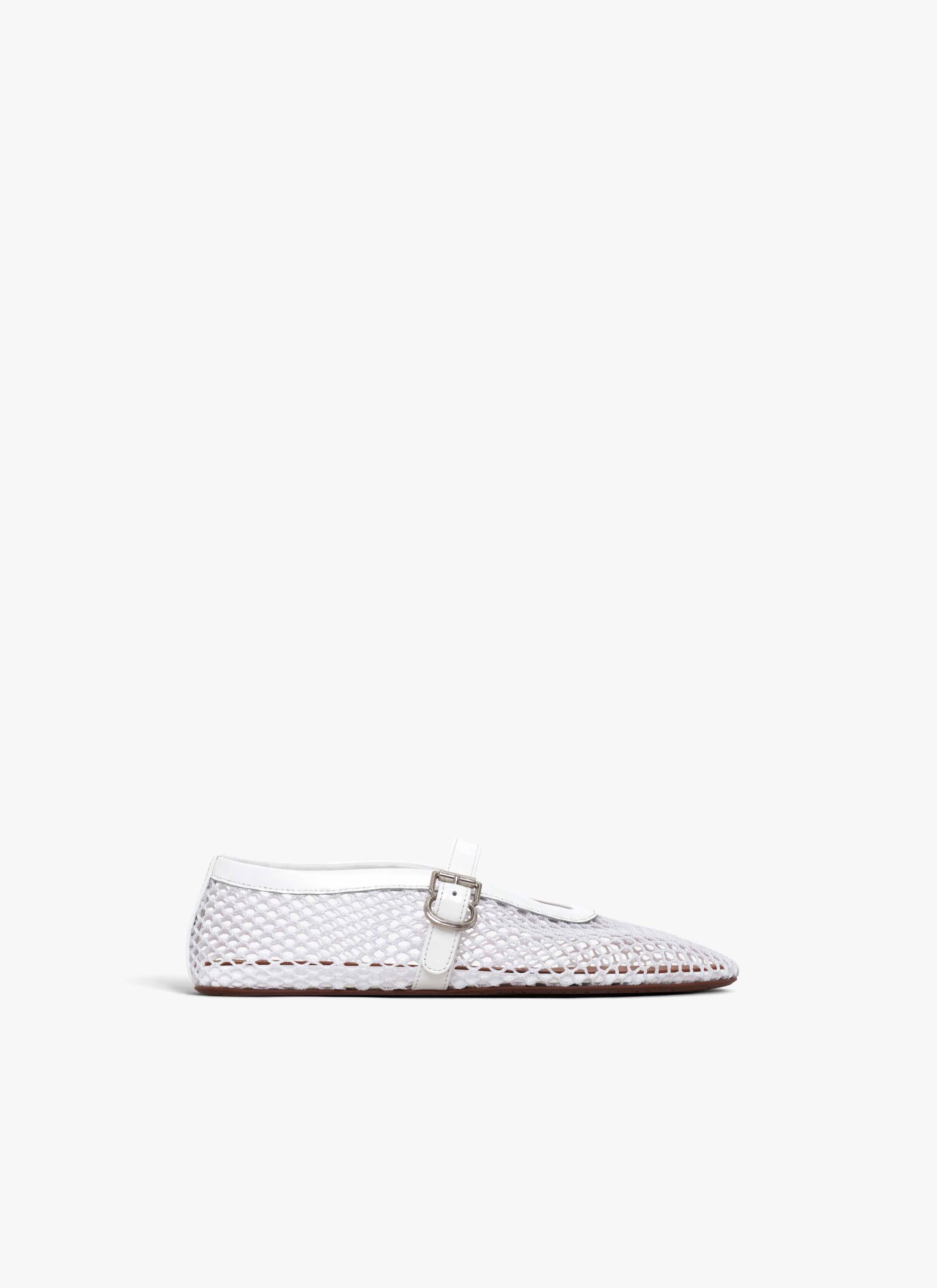 White Ballet Flats in Fishnet