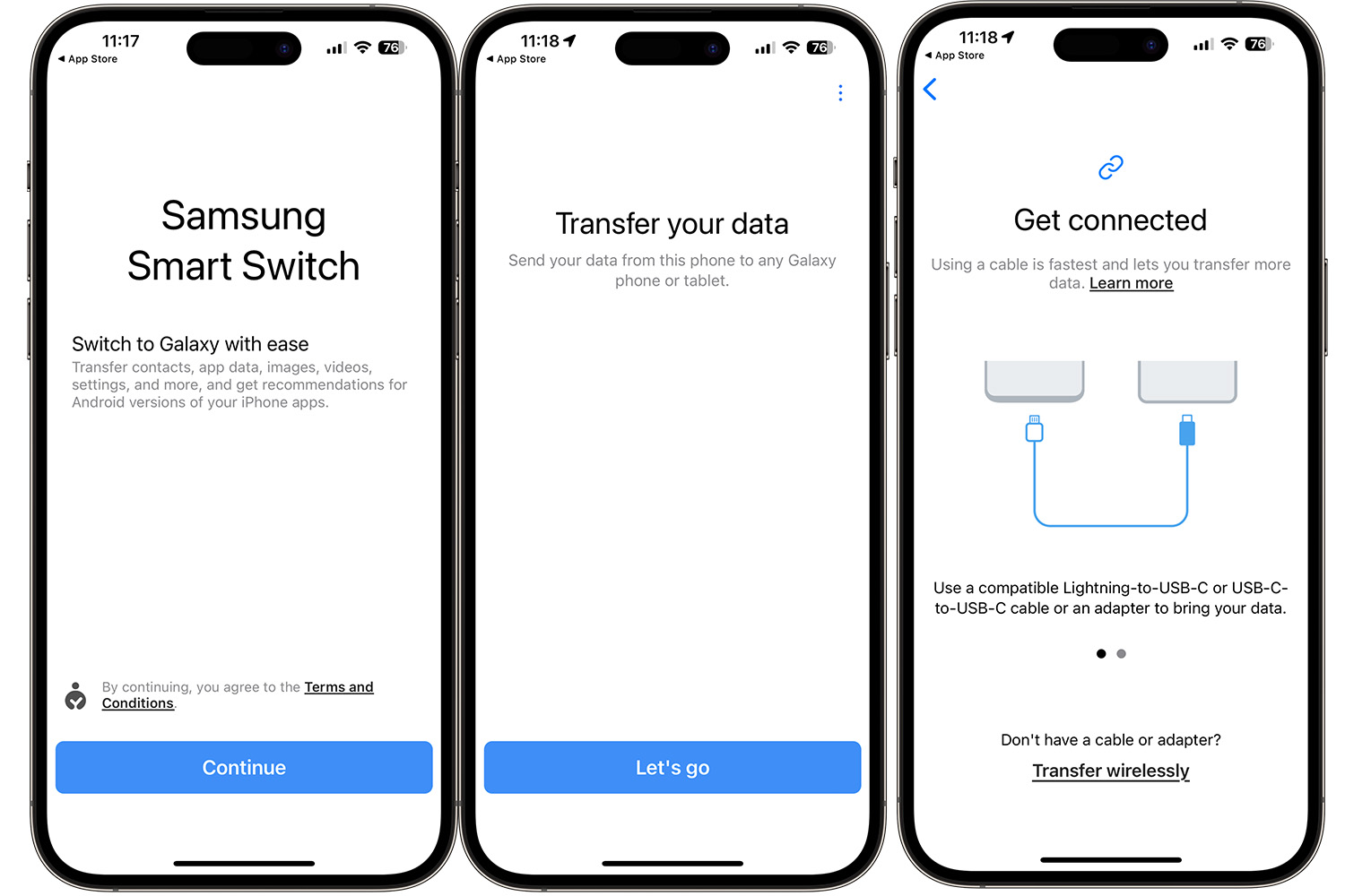 screenshot showing Samsung Smart Switch on an iPhone