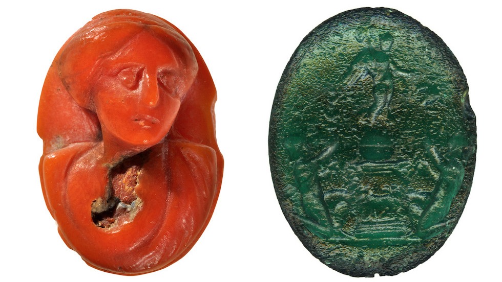 Two gems engraved with deities.