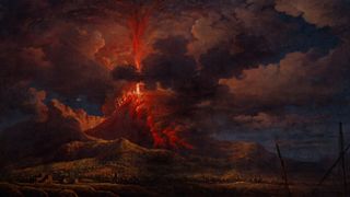 illustration of mount vesuvius erupting