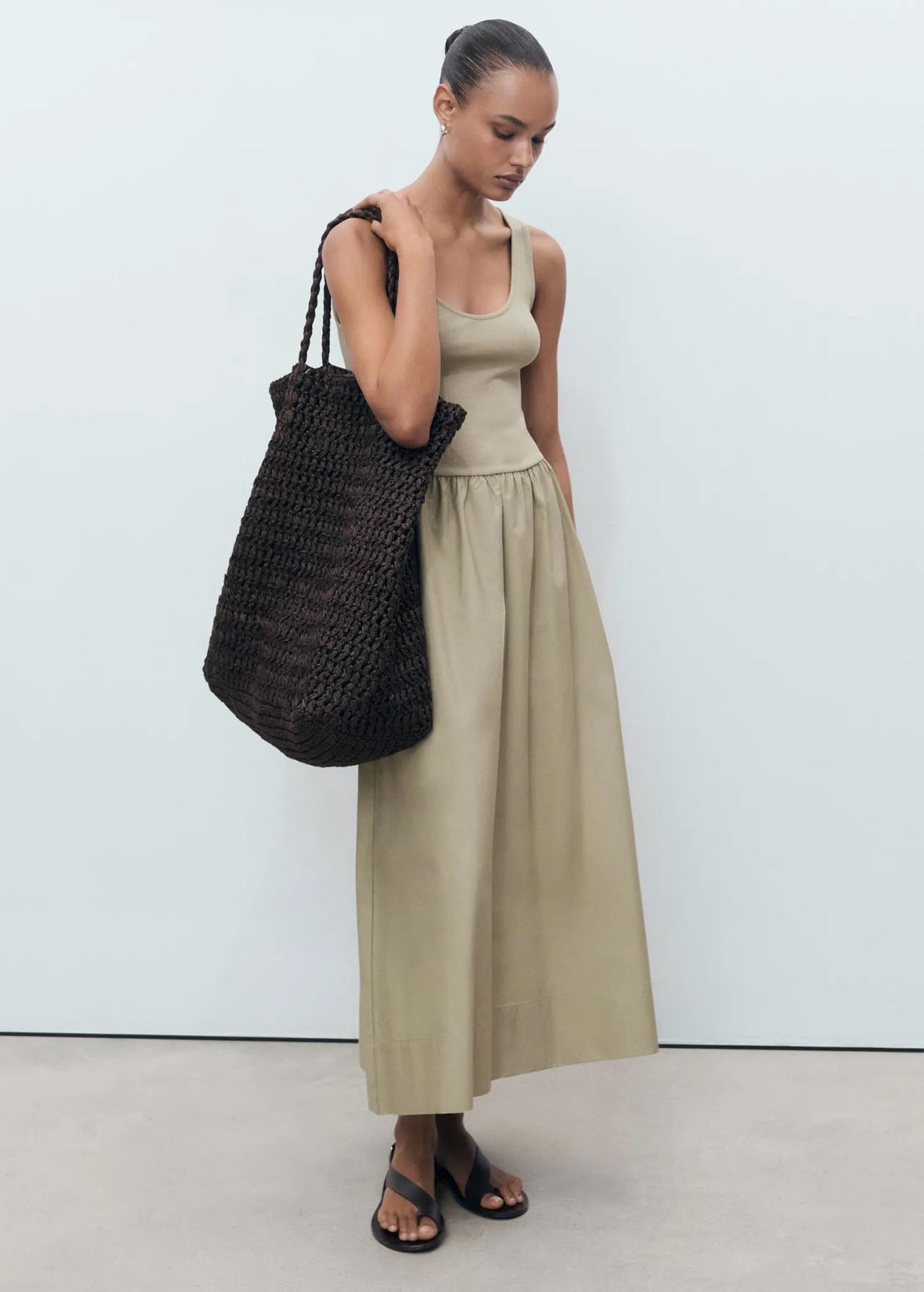 MANGO, Dress With Asymmetrical Hem and Cut-Out 