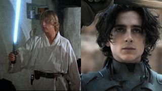 Luke with lightsaber, Paul with blade in Star Wars and Dune