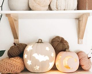 Foam faux carved pumpkin ideas on shelf