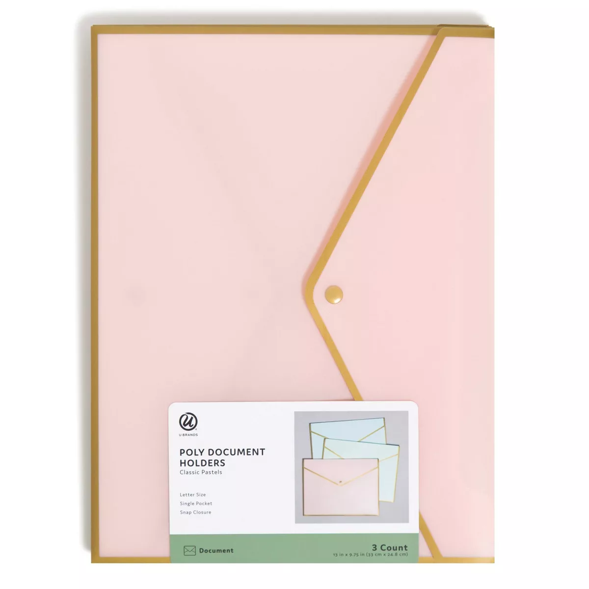 U Brands 3ct Poly Document Holders With Snap Cover Pastels: Office Supplies File Organizer U0026#38; Document Sorter