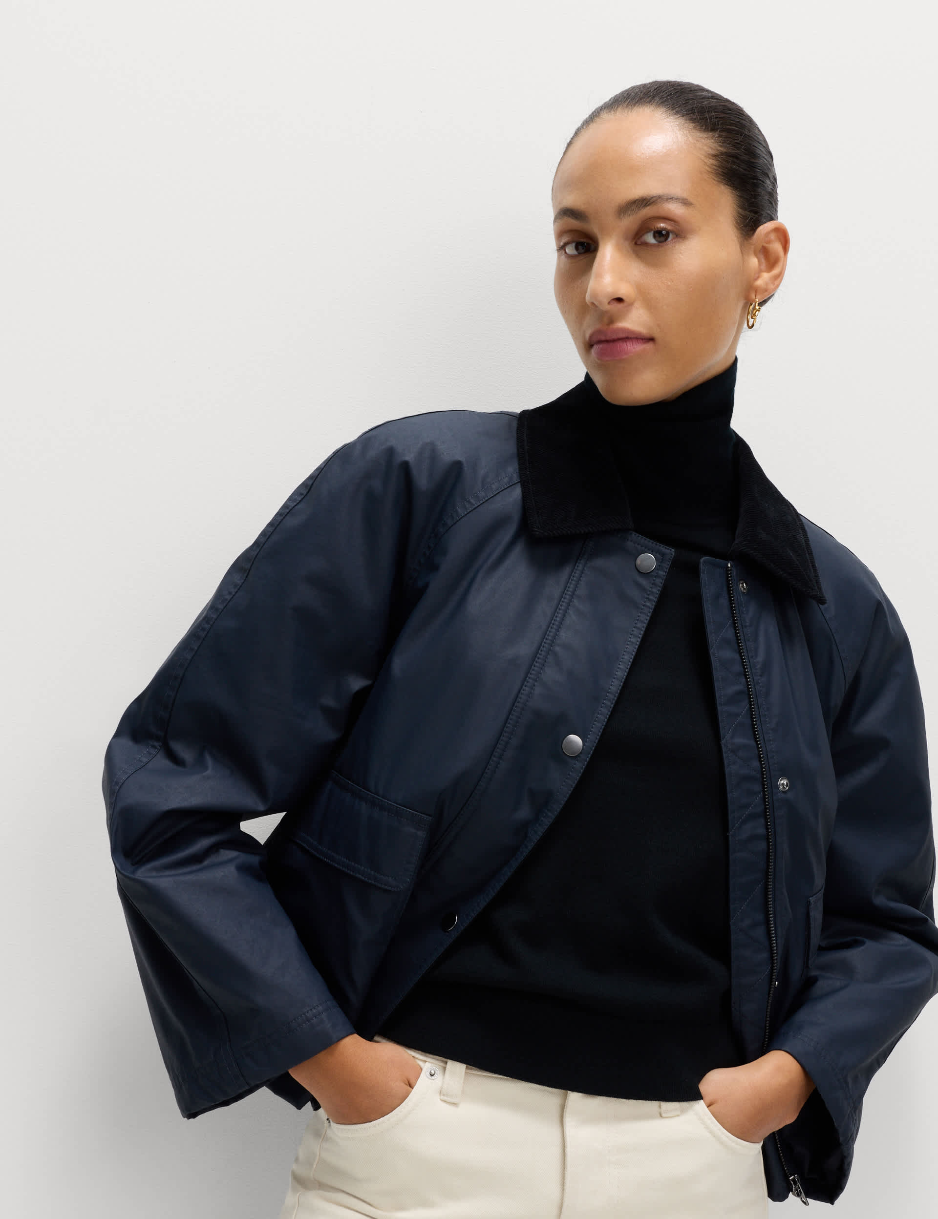 Waxed Look Short Utility Jacket