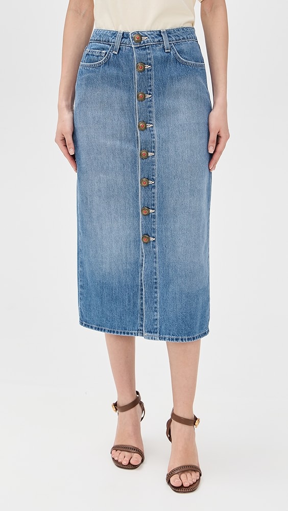 L'agence Kathleen Button Front Midi Skirt