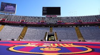 General view of the Estadi Olimpic Lluis Companys at Montjuic ahead of Barcelona's game against Cadiz in August 2023.