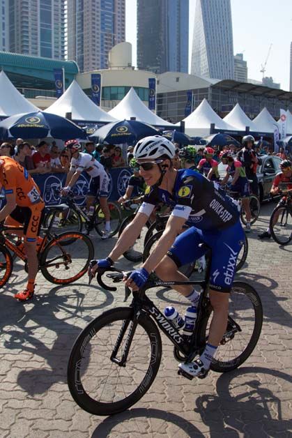 The riders head off for the day's racing