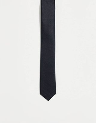 Asos Design Satin Skinny Tie in Black